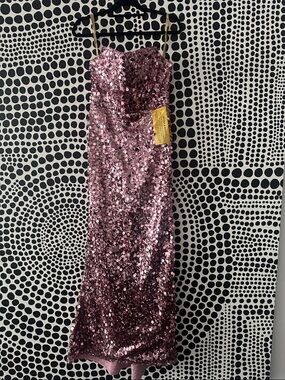 BRONX & BANCO Pink Sequin Strapless Evening Gown